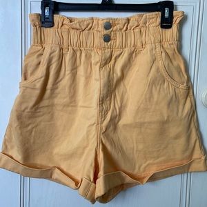Orange denim shorts